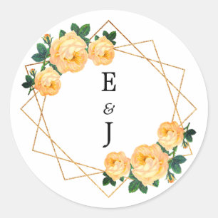 Sticker Rond Elégante Parties scintillant Or Géométrique Orange