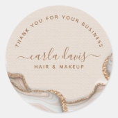 Sticker Rond Elégante Parties scintillant Or Marbre Agate Moder (Devant)