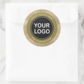 Sticker Rond Élégante Parties scintillant Or Monogramme noir Vo (Sac)