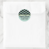 Sticker Rond Elégante Parties scintillant verte noir Chevron or (Sac)