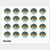 Sticker Rond Elégante Parties scintillant verte noir Chevron or (Feuille)