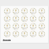 Sticker Rond Elegante Pastel Bautizo Amarillo Bebé (Feuille)