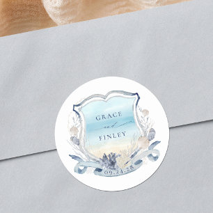 Sticker Rond Elégante Plage Mariage Crest Côtier Chic