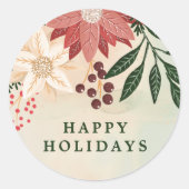 Sticker Rond Elégante Poinsettia Joyeuse Aquarelle de vacances (Devant)
