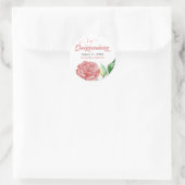 Sticker Rond Elégante Quinceanera Rose Rose Aquarelle Personnal (Sac)