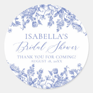 Sticker Rond Élégante réception de mariage fleurie bleu poussié