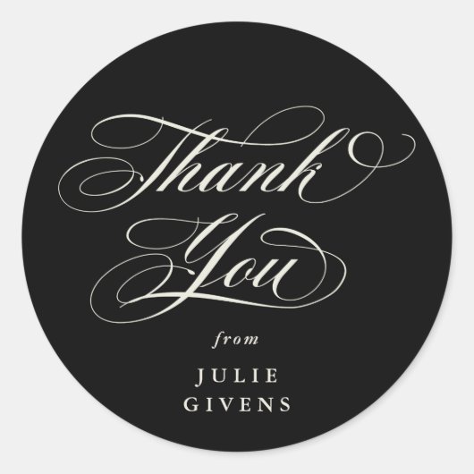 Sticker Rond Élégante Remerciement de Diplôme en Écriture Scrip (Devant)