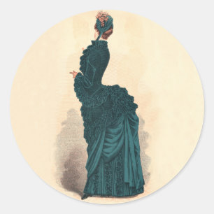 Sticker Rond Élégante robe victorienne bleue