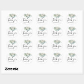 Sticker Rond Élégante Rose blanche verte Mariage Floral (Feuille)