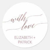 Sticker Rond Élégante Rose Gold Calligraphie Mariage Faveur (Devant)