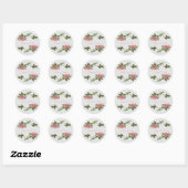 Sticker Rond Élégante rose rose Vintage avec date (Feuille)