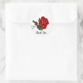 Sticker Rond Élégante Rose Rouge Long Pierre Fête Florale Favor (Sac)