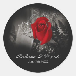 Sticker Rond Élégante Rose rouge Vignette