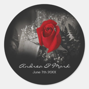 Sticker Rond Élégante Rose rouge Vignette