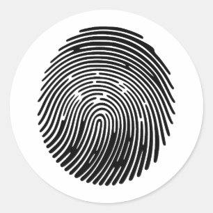 Sticker Rond Elégante silhouette d'empreintes digitales en BW