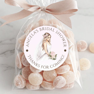 Sticker Rond Élégante Tendre Rose Futur Mariée Enterrement de V