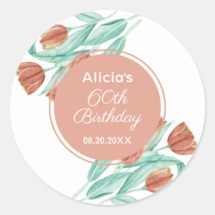 Sticker Rond Elégante Tulipe Brown Printemps 60e anniversaire