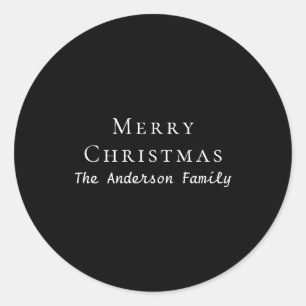 Sticker Rond Élégante typographie de Noël minimaliste noir et b