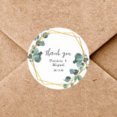 Sticker Rond Elégante verdure aérienne Eucalyptus Mariage Merci