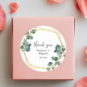 Sticker Rond Elégante verdure aérienne Eucalyptus Mariage Merci