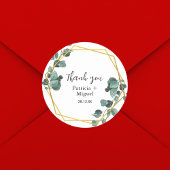 Sticker Rond Elégante verdure aérienne Eucalyptus Mariage Merci