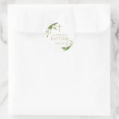 Sticker Rond Élégante verdure Baptême Christening Favoriser (Sac)