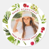 Sticker Rond Élégante verdure Botanique de vacances Photo (Devant)
