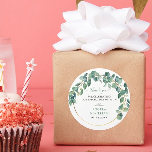 Sticker Rond Elégante verdure Eucalyptus Feuille Mariage (Fête)