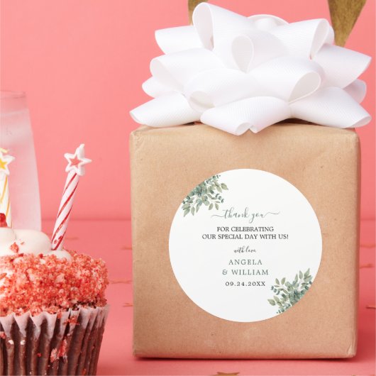 Sticker Rond Elégante verdure Eucalyptus Feuille Mariage (Fête)