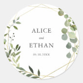 Sticker Rond Elégante verdure Eucalyptus Mariage (Devant)