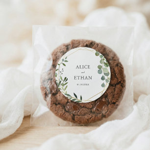 Sticker Rond Elégante verdure Eucalyptus Mariage