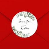 Sticker Rond Elégante verdure Eucalyptus Mariage personnalisé