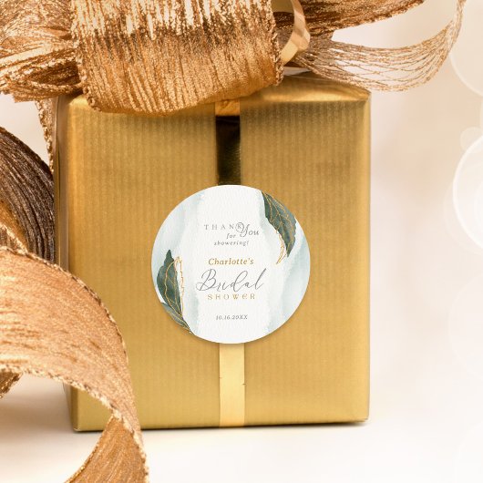 Sticker Rond Elégante verdure Fête des mariées or Aquarelle