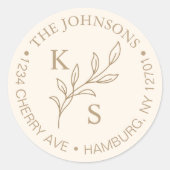 Sticker Rond Élégante verdure Floral Mariage Logo Monogramme (Devant)