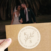 Sticker Rond Élégante verdure Floral Mariage Logo Monogramme