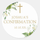 Sticker Rond Élégante verdure Florale Confirmation Favoriser (Devant)