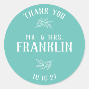 Sticker Rond Élégante verdure M. et Mme Wedding Favor