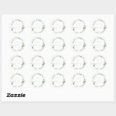 Sticker Rond Élégante verdure Mariage Cocktail Papier de Cockta (Feuille)