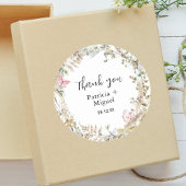 Sticker Rond Elégante verdure Mariage d'aquarelle Merci