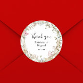 Sticker Rond Elégante verdure Mariage d'aquarelle Merci