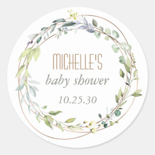 Sticker Rond Elégante verdure moderne Aquarelle, Baby shower