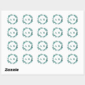 Sticker Rond Elégante verdure Turquoise Aquarelle Mariage moder (Feuille)