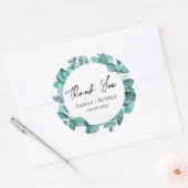Sticker Rond Elégante verdure Turquoise Aquarelle Mariage moder (Enveloppe)