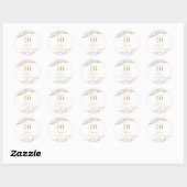 Sticker Rond Elégante White Gold Agate 30e fête d'anniversaire (Feuille)