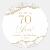 Sticker Rond Elégante White Gold Agate 70e fête d'anniversaire (Devant)