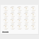 Sticker Rond Elégante White Gold Agate 80e fête d'anniversaire (Feuille)
