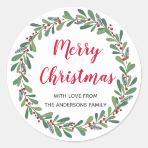 Sticker Rond Élégantes brindilles d'hiver Noël Fêtes