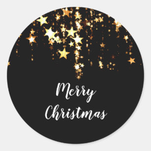 Sticker Rond élégantes étoiles d'or Joyeux Noël modernes