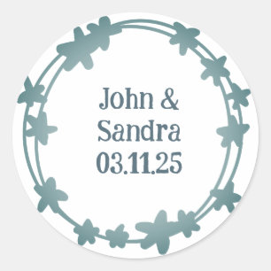 Sticker Rond Élégantes Étoiles florissantes Wreath Botaniques