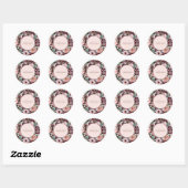 Sticker Rond Élégantes Fleurs d'Anémone Rose Marsala Mariage (Feuille)